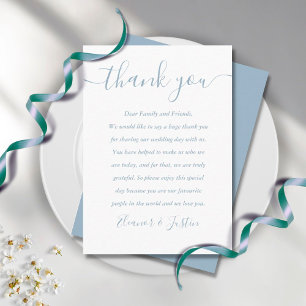 Mesa Tarjeta de agradecimiento de boda con guión azul p