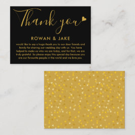 Mesa Tarjeta de agradecimiento de boda con guión dorado