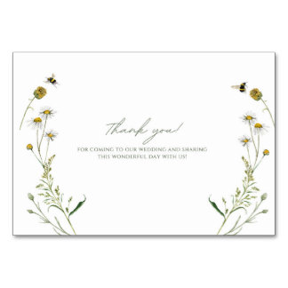 Mesa Tarjeta de agradecimiento de boda floral – Nombres