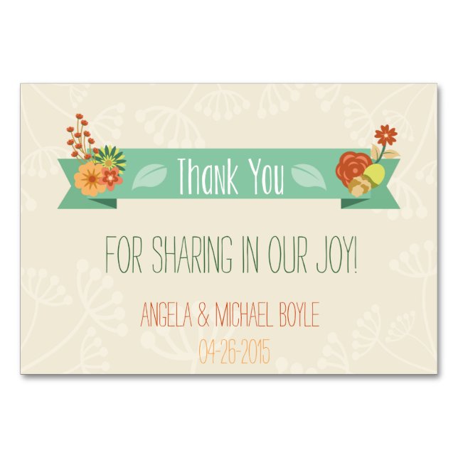 Mesa Tarjeta de agradecimiento floral (Boda) (Anverso)