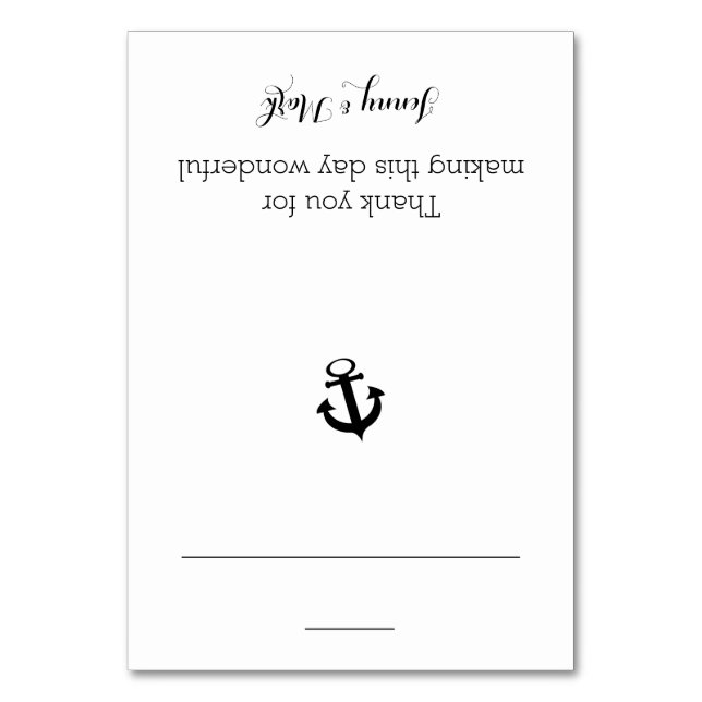 Mesa Tarjeta de asiento Anchor en blanco y negro (Anverso)