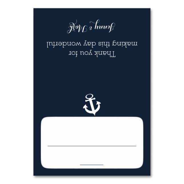Mesa Tarjeta de asiento azul de la Marina Anchor (Anverso)