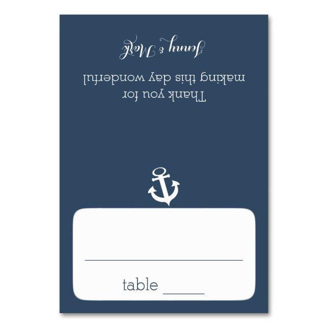 Mesa Tarjeta de asiento azul de la Marina Anchor (Anverso)