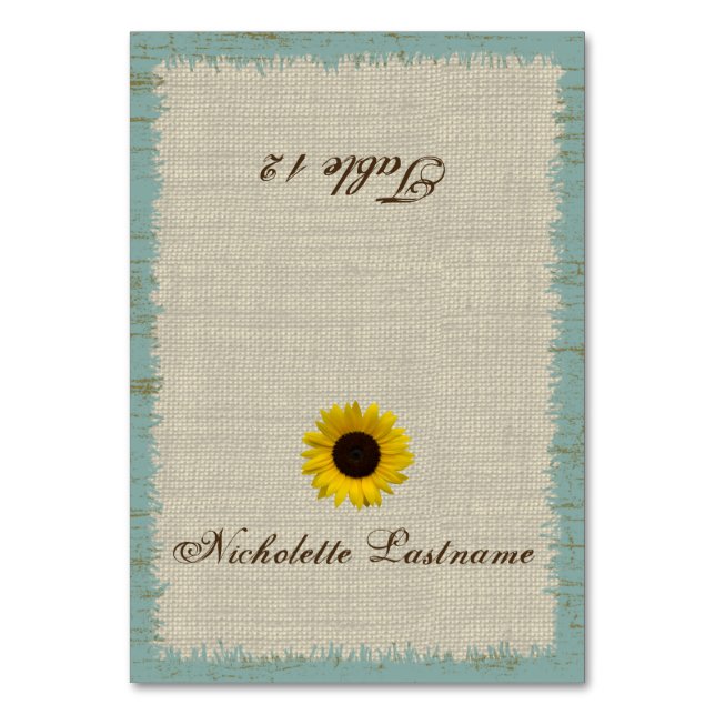 Mesa Tarjeta de asiento Barn Wood and Sunflower (Anverso)