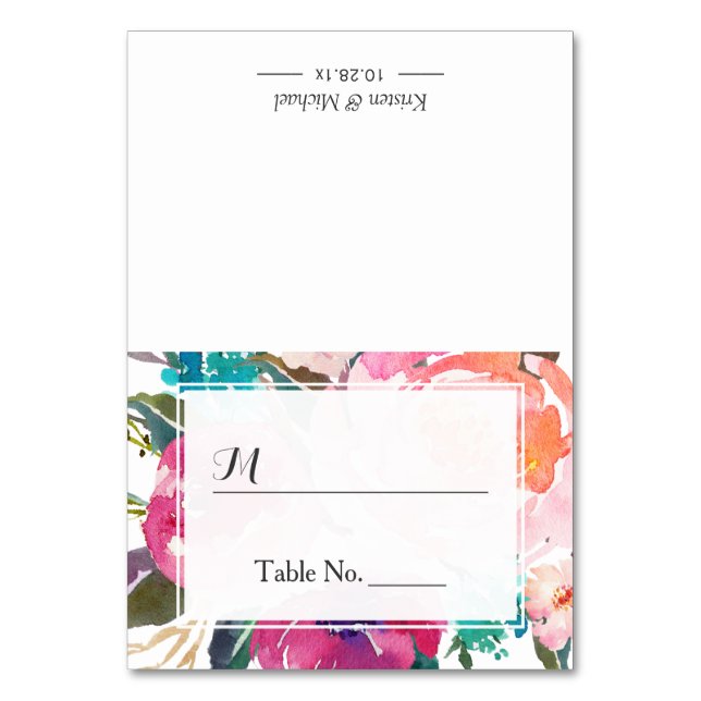 Mesa Tarjeta de Asiento de Boda con Acompañante Floral  (Anverso)