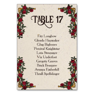 Mesa Tarjeta de Asiento de Boda D20 Monograma Rosas RPG