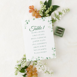 Mesa Tarjeta de Asiento de Boda de Eucalipto Verde