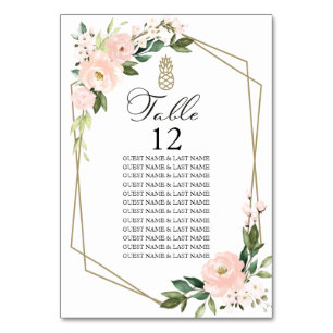 Mesa Tarjeta de Asiento de Boda Floral Geométrica Rosa
