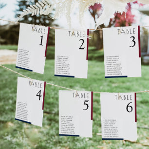 Mesa Tarjeta de asiento de Boda Minimalista azul de la 