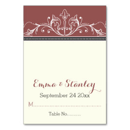 Mesa Tarjeta de asiento marsala con borde ornamental ne