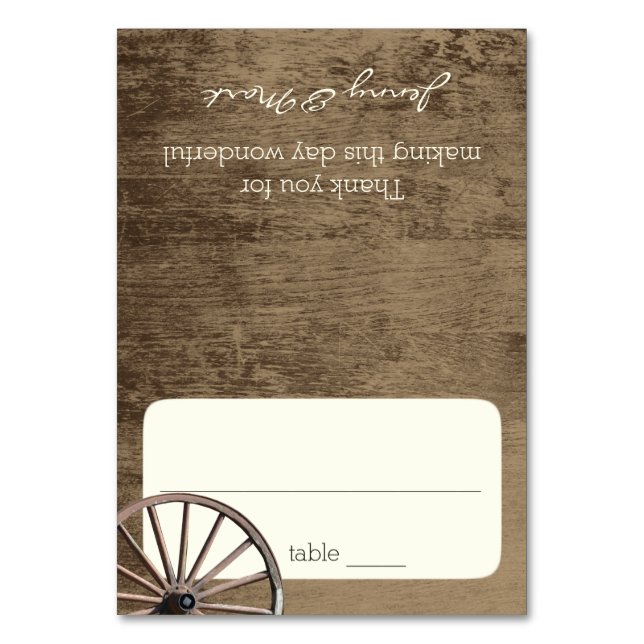 Mesa Tarjeta de asiento para rueda de vagón y madera de (Anverso)