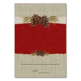 Mesa Tarjeta de asiento rojo Pine Cones y Burlap