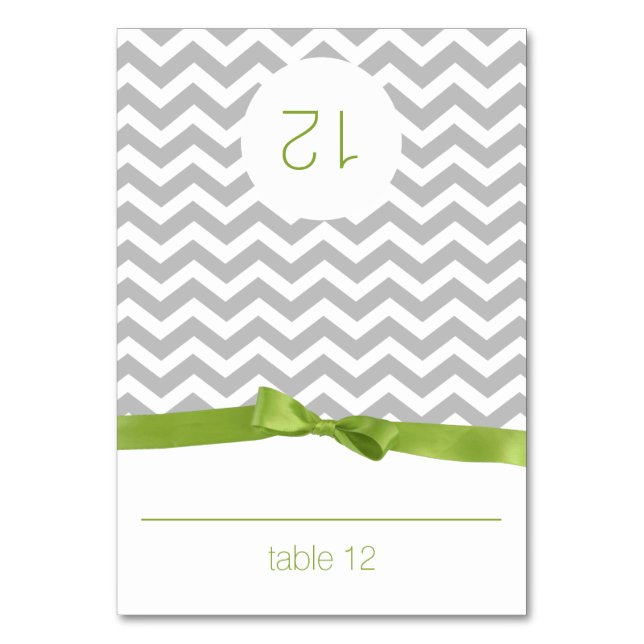 Mesa Tarjeta de asiento Zig Zag y Lime Green Bow (Anverso)