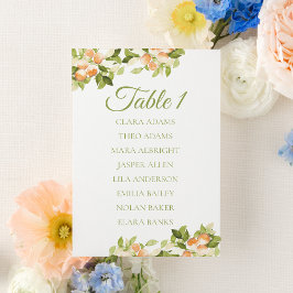 Mesa Tarjeta de Asientos de Boda con Cítrico de Naranja