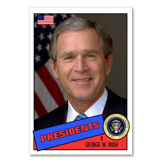 Mesa Tarjeta de béisbol George W. Bush (Anverso)