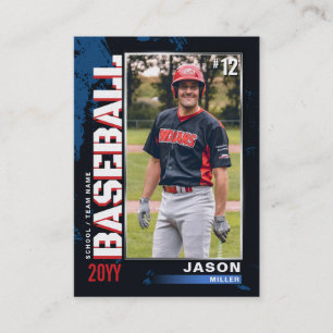 Mesa Tarjeta de béisbol personalizada, rojo azul 10 pie