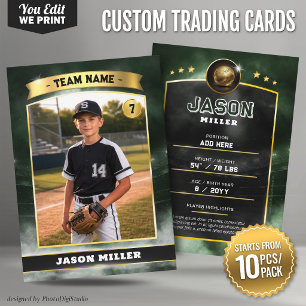 Mesa Tarjeta de béisbol personalizada verde dorado 10 p