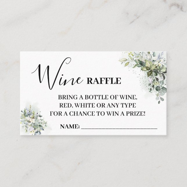 Mesa Tarjeta de billete Eucalyptus Wine Raffle Ticket D (Anverso)