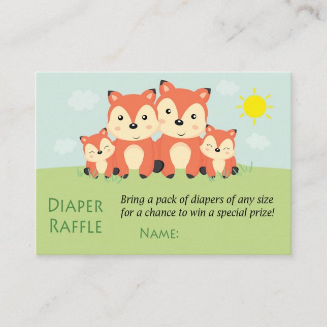 Mesa Tarjeta de bingo de ducha para bebés de Fox (Anverso)