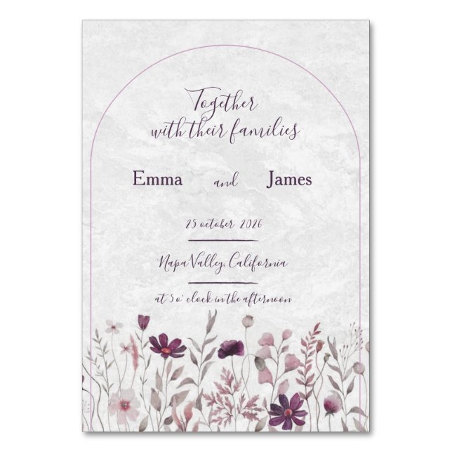 Mesa tarjeta de boda (Anverso)