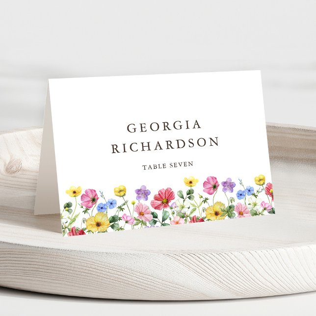 Mesa Tarjeta de Boda Boho Place de Moda Rustica de Flor (Wildflower Rustic Chic Floral Boho Country Wedding guest name place card)