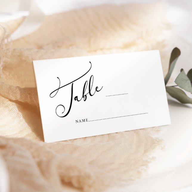 Mesa Tarjeta de Boda de escritura simple negra moderna (Subido por el creador)
