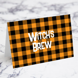 Mesa Tarjeta de comida de Halloween a cuadros Orange y 