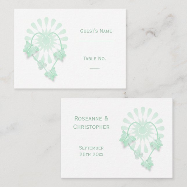 Mesa Tarjeta de configuración de lugar boda Mariposas d (Anverso / Reverso)
