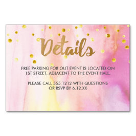 Mesa Tarjeta de detalles de acuarela moderna para RSVP