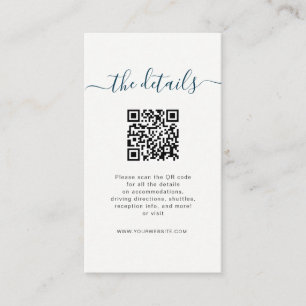 Mesa Tarjeta de detalles de boda de playa con código QR