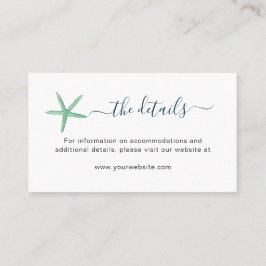 Mesa Tarjeta de detalles de la boda acuática starfish B