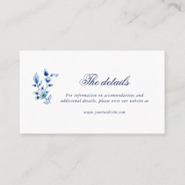 Mesa Tarjeta de detalles del boda azul y blanco