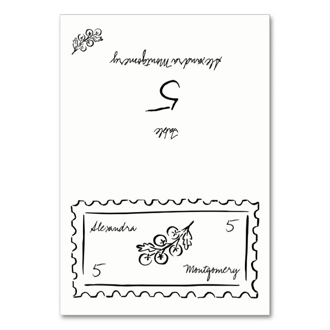 Mesa Tarjeta de elección de comida de boda con dibujos  (Anverso)