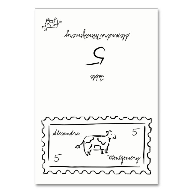 Mesa Tarjeta de elección de comida de boda con dibujos  (Anverso)