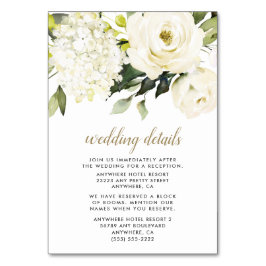 Mesa Tarjeta de envoltorio Hydrangea White Gold Boda Fl