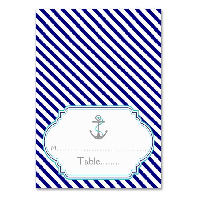 Mesa Tarjeta de escolta de boda náutico Naby blue (Anverso)