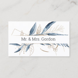 Mesa Tarjeta de Escort Blue Gold Moderno Floral Elegant