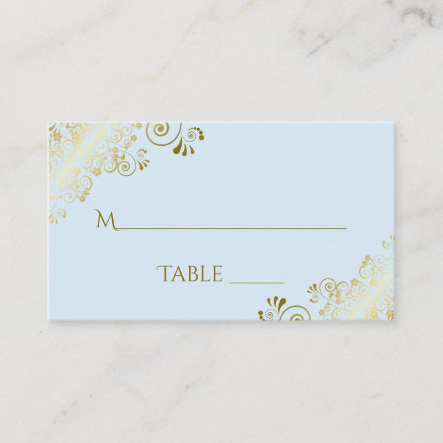 Mesa Tarjeta de Escort Boda de encaje dorado elegante e (Anverso)