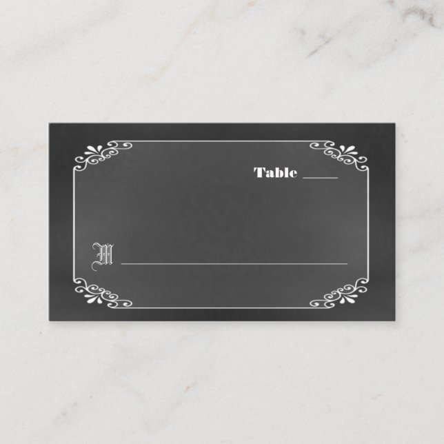 Mesa Tarjeta de Escort Boda de la Junta de Chalk Rustic (Anverso)