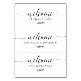 Mesa Tarjeta de Escort boda - Plano - Caligrafía románt