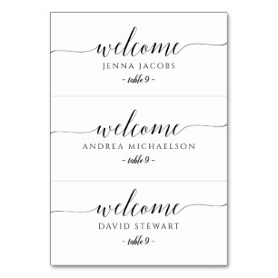 Mesa Tarjeta de Escort boda - Plano - Caligrafía románt
