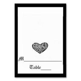 Mesa Tarjeta de Escort con corazón giratorio negro y bl