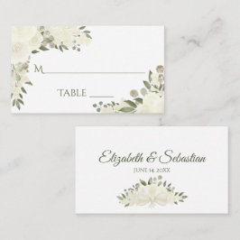 Mesa Tarjeta de Escort de Boda Elegante con Floral Blan