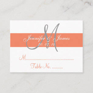 Mesa Tarjeta de Escort de la recepción Coral Gray Weddi