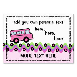 Mesa Tarjeta de Fiesta rosa para ruedas de autobús esco