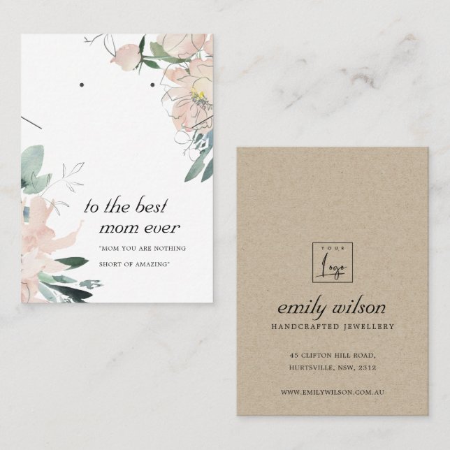 MESA TARJETA DE GANADO DE REGALO DE MOM DE FLORAL ROSA  (Anverso / Reverso)