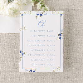 Mesa Tarjeta de Gráfico de Asientos de Boda Azul y Gris