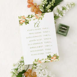 Mesa Tarjeta de gráfico de asientos de boda de naranja