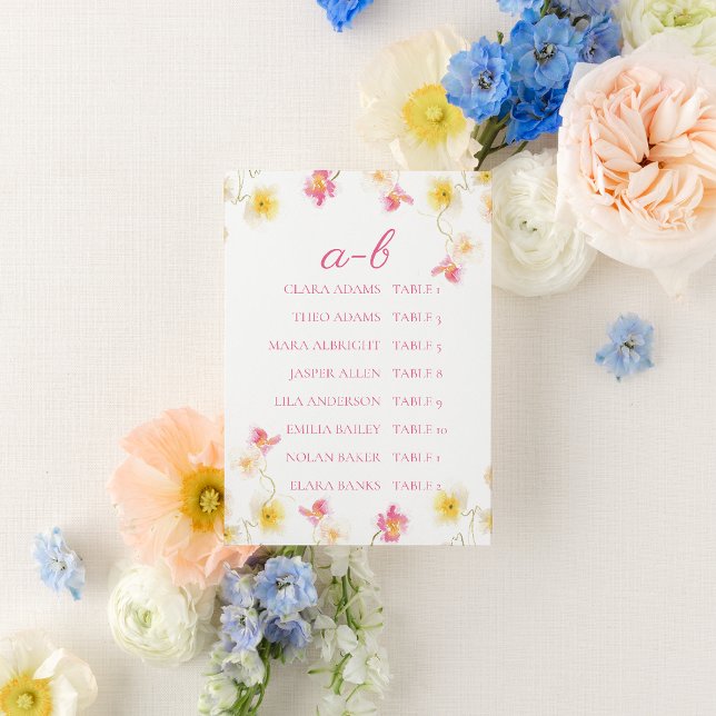 Mesa Tarjeta de Gráfico de Asientos de Boda Floral Rosa (Subido por el creador)