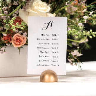 Mesa Tarjeta de gráfico de asientos de caligrafía minim